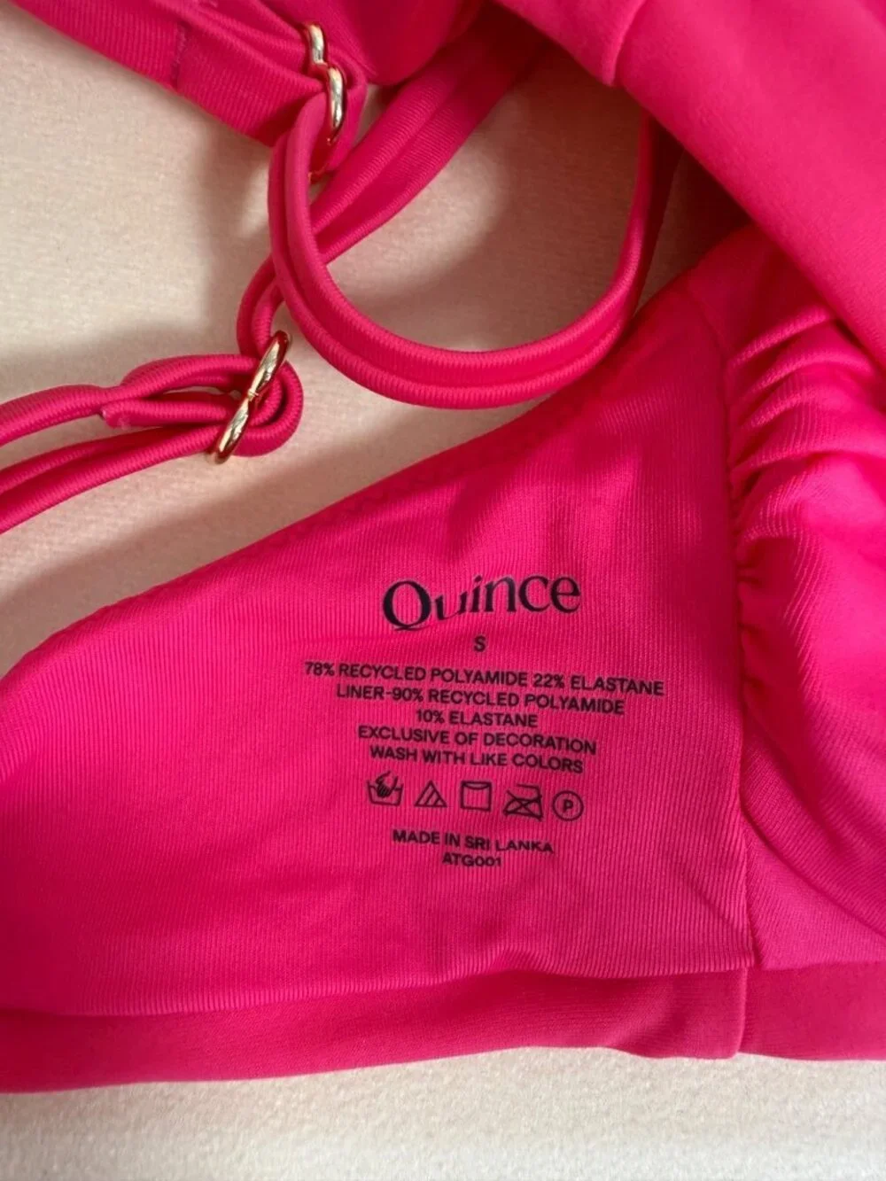 Quince Women's Italian Scoop Neck Bikini Top Berry Pink Small